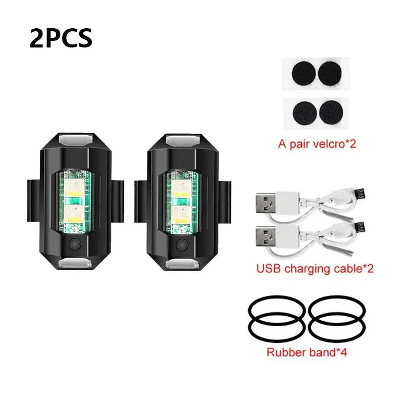 Universal USB Rechargeable LED Strobe Lights – 7 Color Options for Motorcycle and Drone Visibility