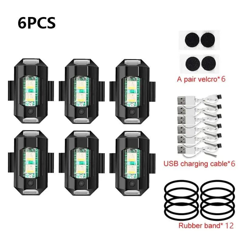 Universal USB Rechargeable LED Strobe Lights – 7 Color Options for Motorcycle and Drone Visibility