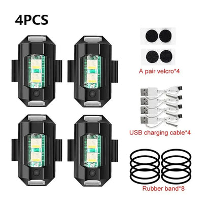Universal USB Rechargeable LED Strobe Lights – 7 Color Options for Motorcycle and Drone Visibility