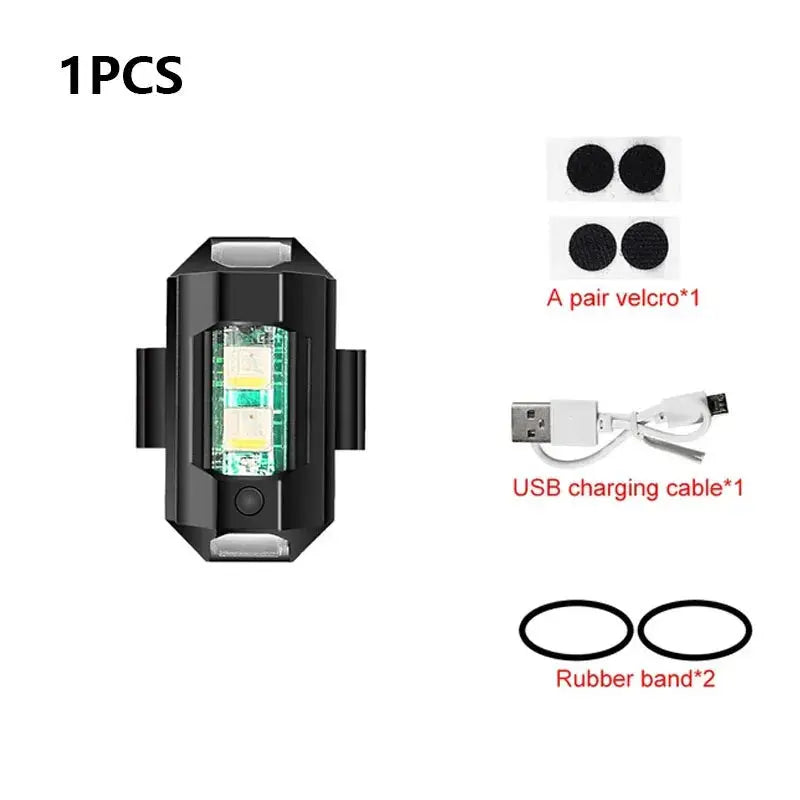 Universal USB Rechargeable LED Strobe Lights – 7 Color Options for Motorcycle and Drone Visibility